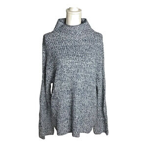 Caslon Womens Medium Sweater Blue White Shaker Knit Pullover NWT